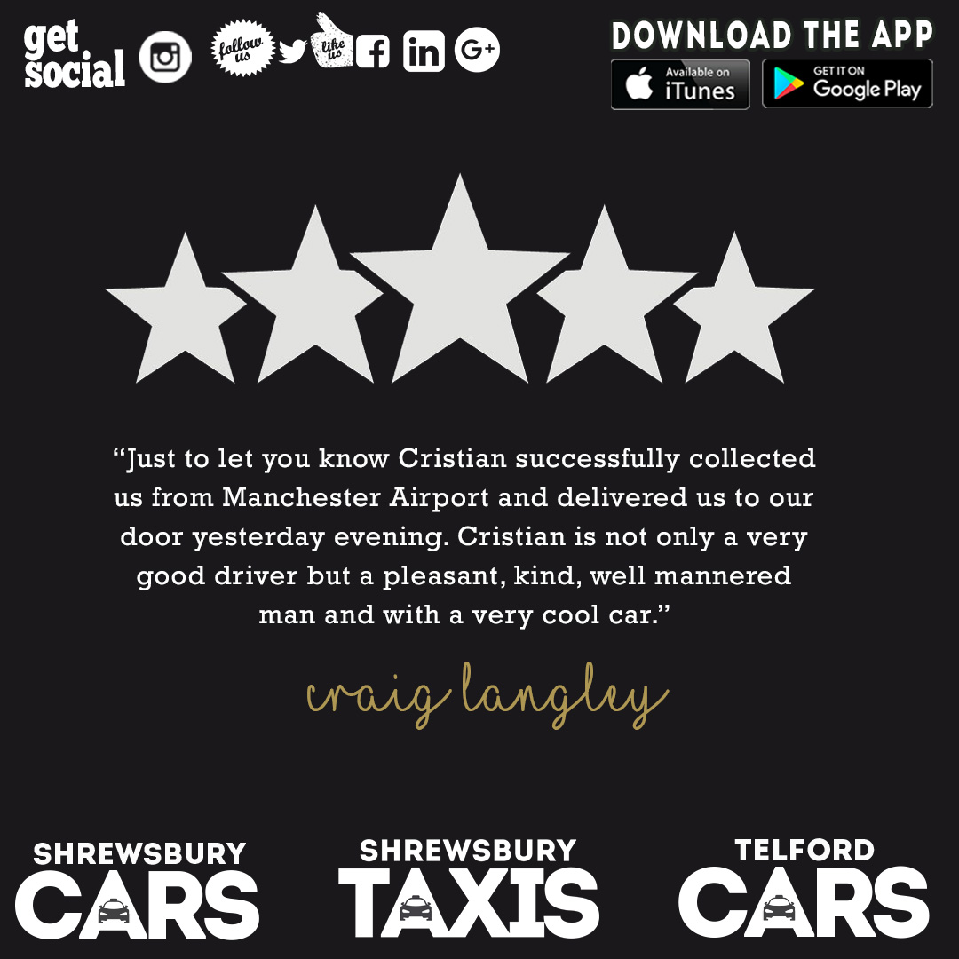 ShrewsburyTaxis's tweet photo. Our drivers always go above and beyond to ensure a great service β¨ and it's great to see it's appreciated β₯οΈ thanks to Craig for this recent glowing review π
#ShrewsburyCars #BestTaxisInTown #LikeTaxisButWayBetter
#StandoutService #5StarService #happycustomers #shrewsbury https://t.co/jp0HB5ZN7d