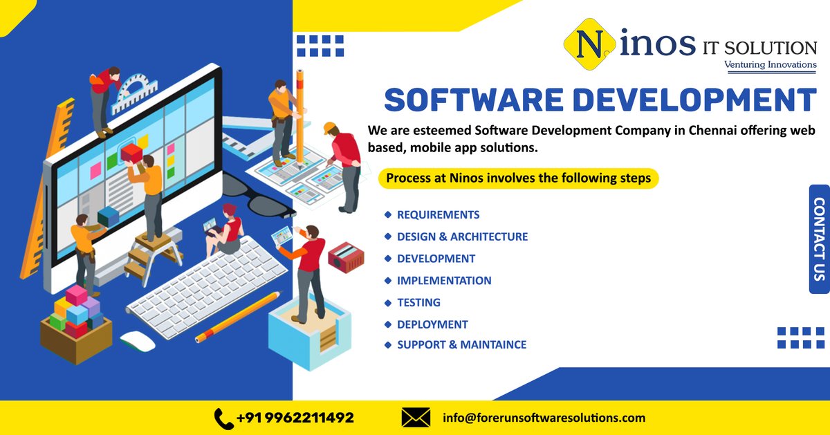 ninositsolution's tweet image. Ninos has a dedicated team of Software Application developers in Chennai to help businesses be more efficient and provide a superior end to end services.
#custoizedsoftwaredevelopmentcompany #softwaredevelopmetcompany
Call or Whatsapp: 99624 11492
Website: ninositsolution.com