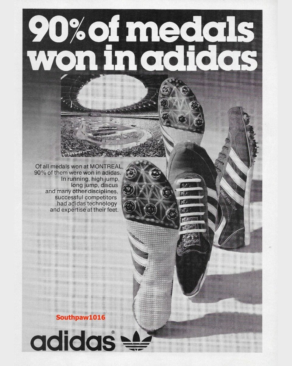 DIEHARDADIDAS's tweet photo. #throwbackthursday mayoritas Juara di Olimpiade 1976 memakai sepatu adidas
Poster ini menunjukan 90% Atlet yang meraih medali memakai sepatu adidas
atlet Bruce Jenner naik podium memakai adidas menjadikannya Atlet Terhebat saat itu
Courtesy: Southpaw1016, Washington Post
#3FOIL https://t.co/d4Qzy7q7MA