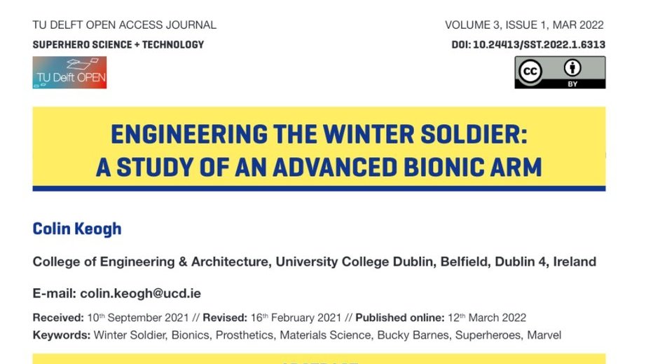 ColinJ_Keogh's tweet photo. 2/ I dig into the #materials and tech needed to @make a bionic arm 🦾 for the #WinterSoldier, while mixing #Engineering, #Academic writing &amp; #Superhero nerding out. 

Trying to mix the worlds of #AcademicTwitter, #FalconAndWinterSoldier  &amp; #MarvelStudios...... https://t.co/PGfrJXRp9M