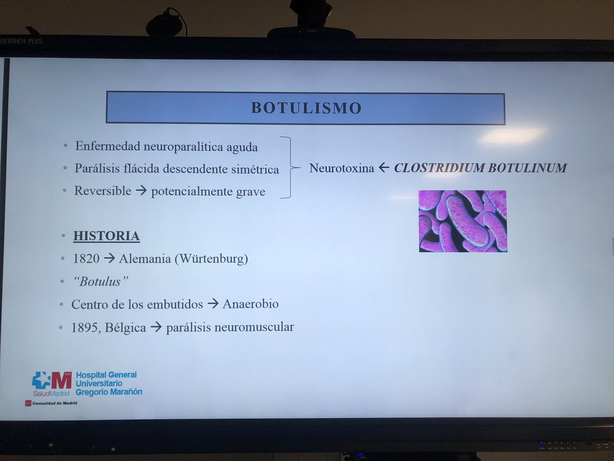 Mic_Inf_Maranon's tweet photo. En la sesión clínica de hoy nuestra compañera Laura García Fernández del servicio de Infectologia Pediatrica ha revisado un caso de botulismo. https://t.co/Uml5MTmT5v