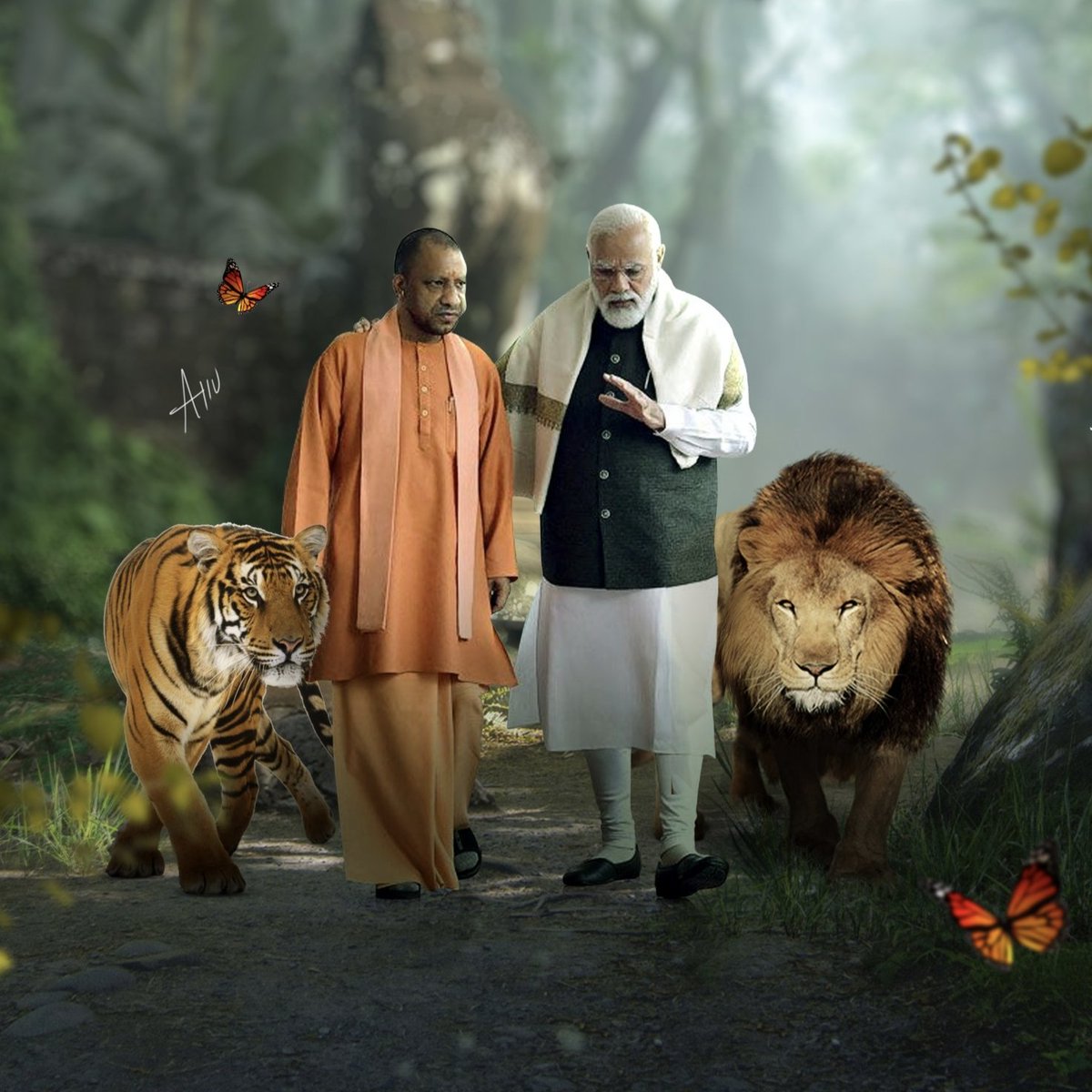 iamarchityadav's tweet photo. Congratulations to @myogiadityanath on the great victory of his party. 

Two Danger Lions in one frame.

जय श्री राम

#YogiAdityanath
#ElectionResults https://t.co/F8T0b5oGna