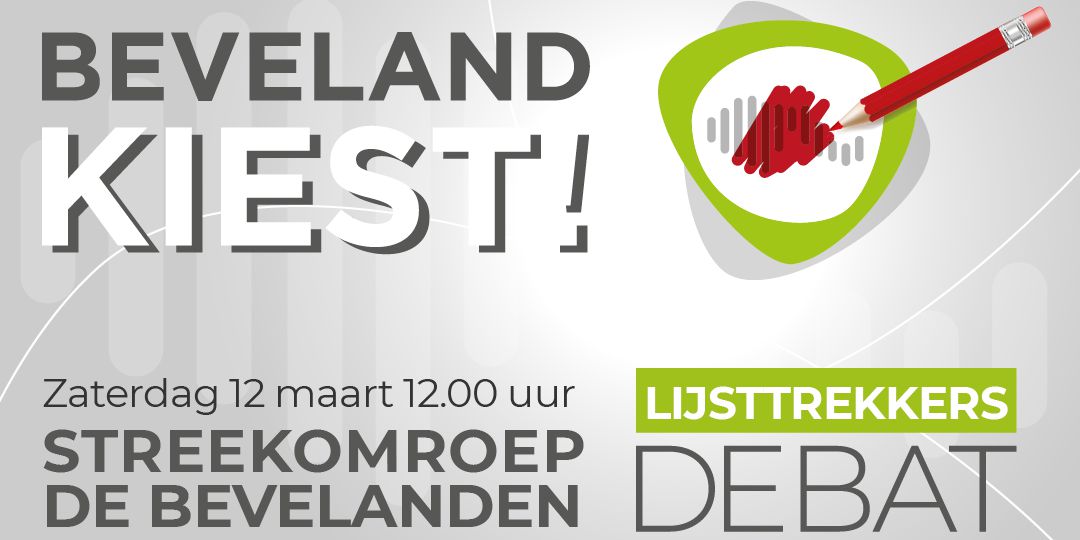 De lijsttrekkers van de politieke partijen in de vijf Bevelandse gemeenten gaan zaterdag 12 maart met elkaar in debat in een live radio-uitzending van Streekomroep De Bevelanden streekomroepdebevelanden.nl/?p=8643