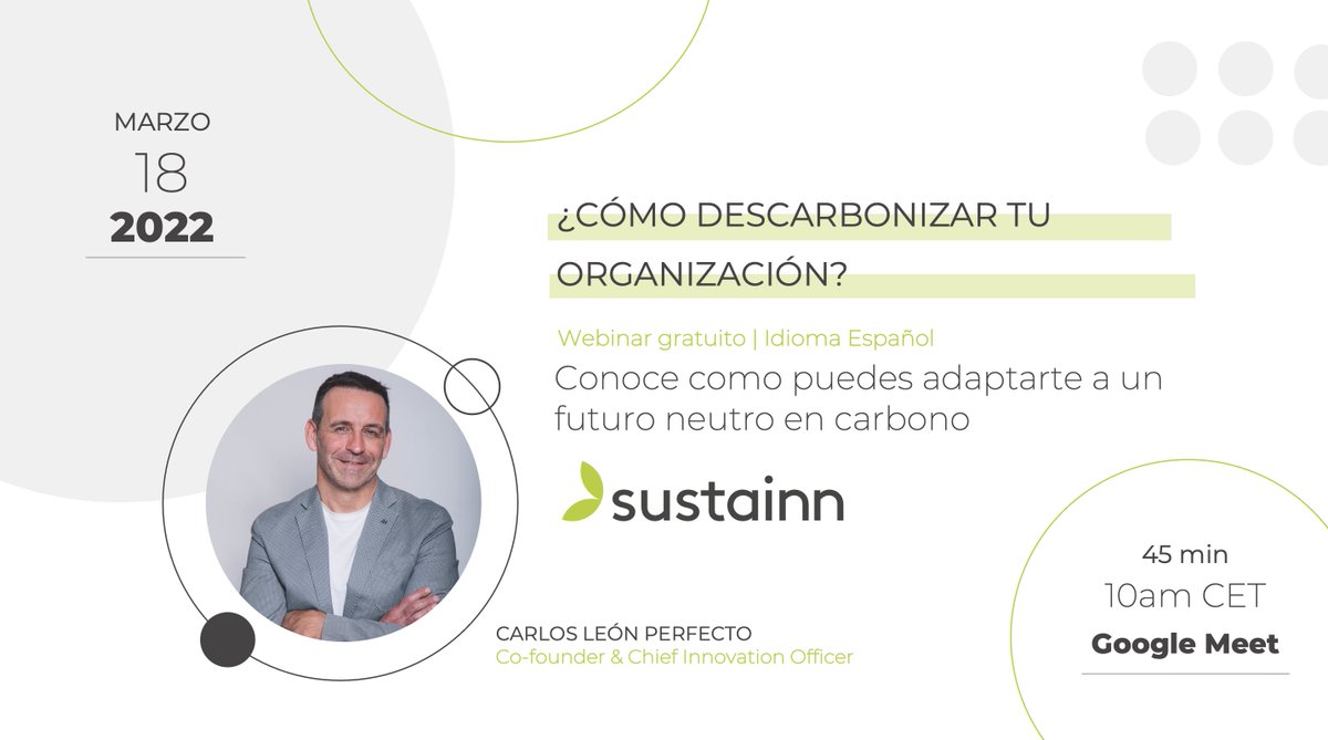 wearesustainn's tweet photo. Anímate a unirte a nuestro próximo Webinar Gratuito: ¿Cómo descarbonizar tu organización? 📢

📅 18/03/22
⏲️ 10h am CET
Duración: 45min

Más información aquí 👇https://t.co/lJXZ7KHwNm https://t.co/R9mCrHgkJx