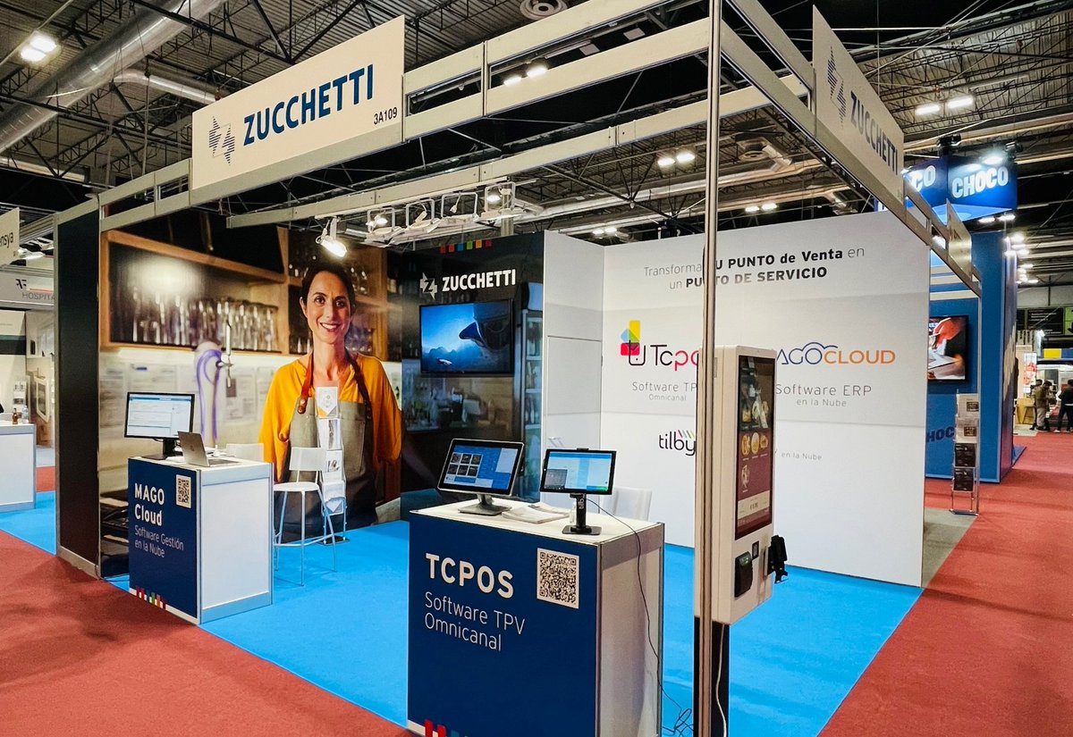 ClusterGaia's tweet photo. Nuestro socio @ZucchettiSpain ha participado con un stand en el #HIP2022 donde ha presentado sus soluciones para la digitalización de las empresas de hostelería y restauración: su software TPV #TCPOS y #Tilby, así como su software de gestión en la nube, #MagoCloud https://t.co/IodOKgsAOM