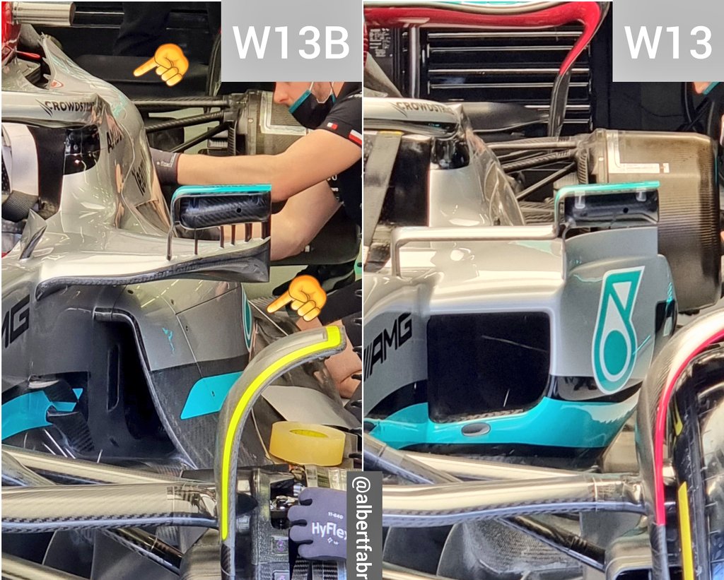 AlbertFabrega's tweet photo. Comparativas de pontones y suelo dle W13 y W13B

Sidepods and floor W13 and W13B comparision. 
#F1Testing https://t.co/qdF5bAnGvF