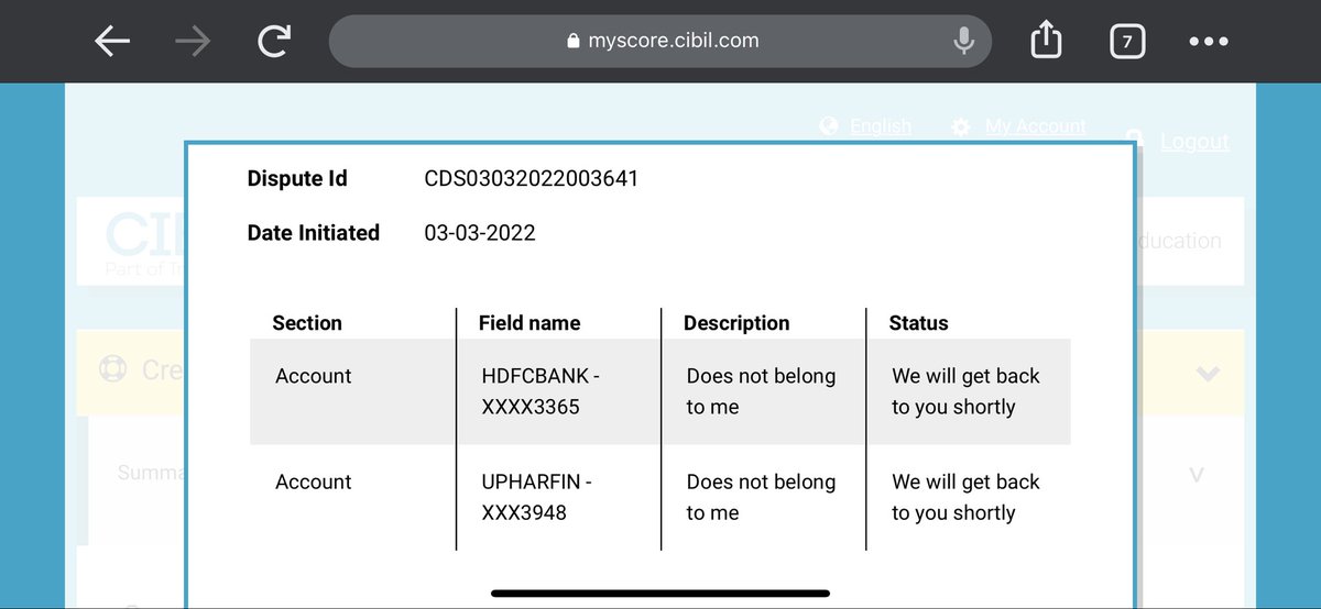 Rohithr51's tweet photo. done by the bank below.

And I made the first complaint on 22nd January which has been closed and now I have filed the complaint again sharing the screenshot of that complaint also.
I request all of you that these wrong entries should be removed from my CIBIL as soon as possible. https://t.co/ssvC1aPYh7