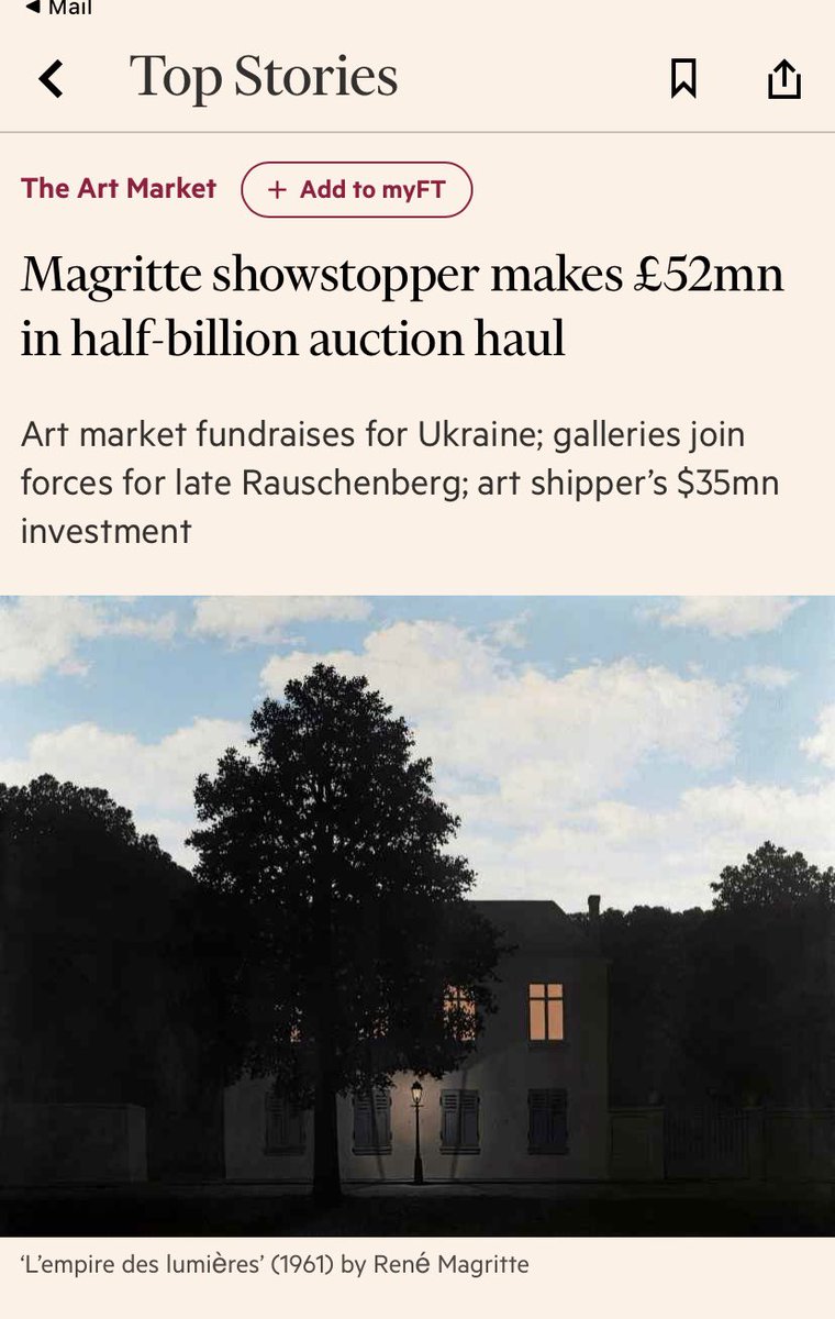 cyborg_654's tweet photo. While we are in an NFT bear, blue chip tradart has its moment:

“The city’s three evening sales, for the most sought-after art, plus one Christie’s auction via Shanghai, made more than £500mn (including fees), the highest haul for this season since 2018, according to ArtTactic.” https://t.co/HuarqBPvbN