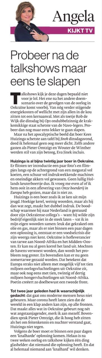 Mooie rakende column 👇🏻, we denderen door naar een voedselcrisis! Wees zuinig op Nederlandse boeren en vruchtbare landbouwgronden. Juist nu!