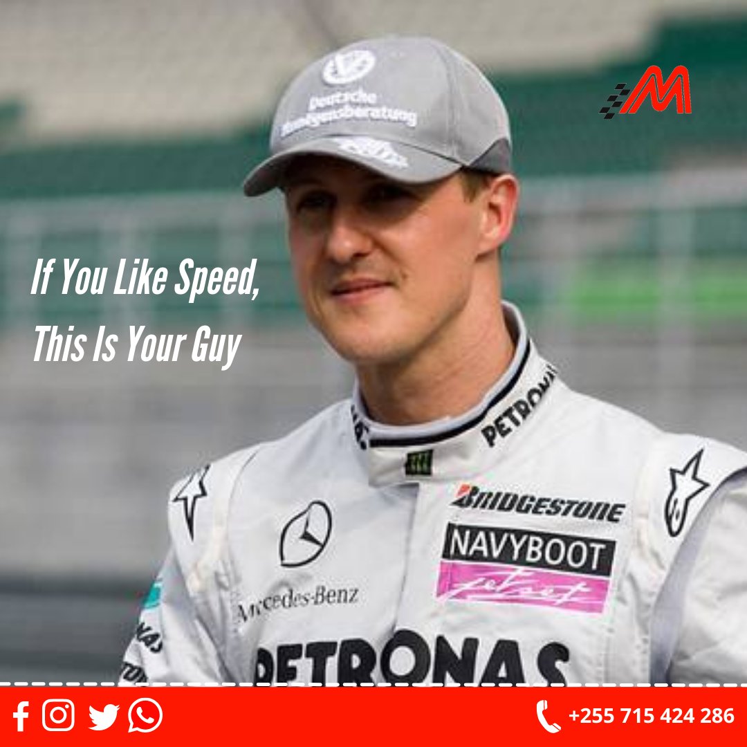 motorsports_tz's tweet photo. Kama wewe unapenda spidi basi Michael Schumacher ndio mtu wako. Michael ana jumla ya mizunguko 77 ya mashindano ya spidi.
.
If you love speed then Michael Schumacher is your guy. Michael has a total of 77 fastest race laps.

 #michaelschumacher #fastestlaps #racelaps #tanzania https://t.co/r5jM63WmUn