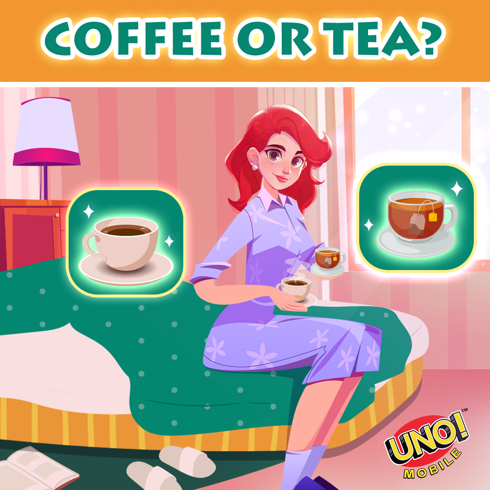 UNOMobileGame's tweet photo. Are you a coffee or tea person? 😋
Comment below! 🎶
#UNOLife https://t.co/hMIe98uIGQ