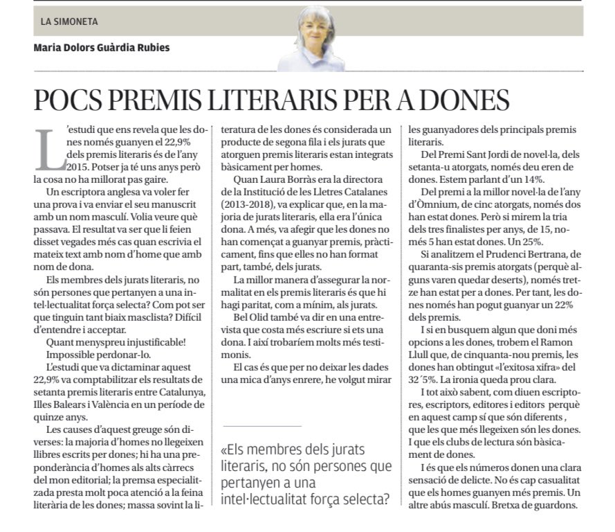 Izaskunarretxe's tweet photo. Bretxa de Premis literaris. També. 

@LauraHuergaRV @BelOlid @nuriaiceta @tinavalles_ https://t.co/00yJk9efE3