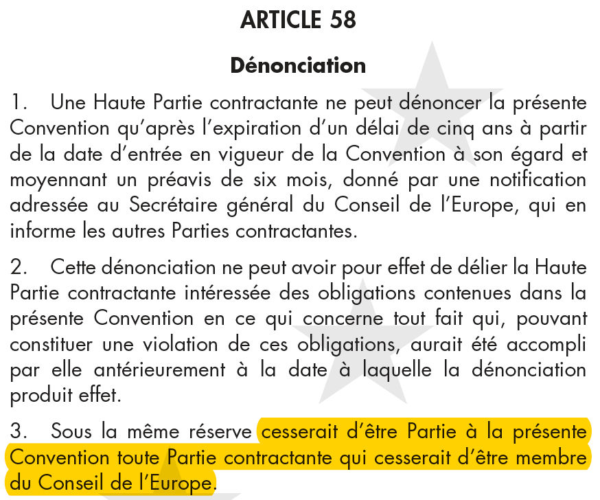 Important : Le ministre russe des Affaires étrangères annonce que la #Russie se retire du Conseil de l'Europe (<a href="/coe/">Council of Europe</a>).

Conséquence : La #Russie quittera aussi la #CEDH, privant ainsi ses 144 millions de citoyens d'une précieuse (&amp; ultime) protection de leurs droits fondamentaux.