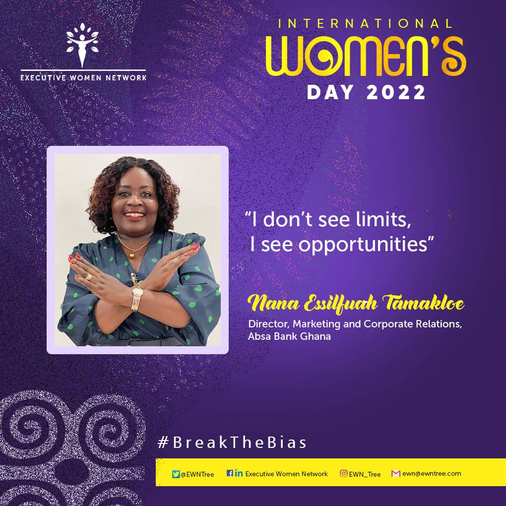 EWNTree's tweet photo. EWN stands in solidarity with women all over the world and has joined the campaign to “Break the Bias🙅🏽‍♀️”

We celebrate Nana Essilfuah Tamakloe as one who shows us that Breaking the Bias is possible.

#Wearestrongertogether
#IWD22 https://t.co/7k0qs4grZs