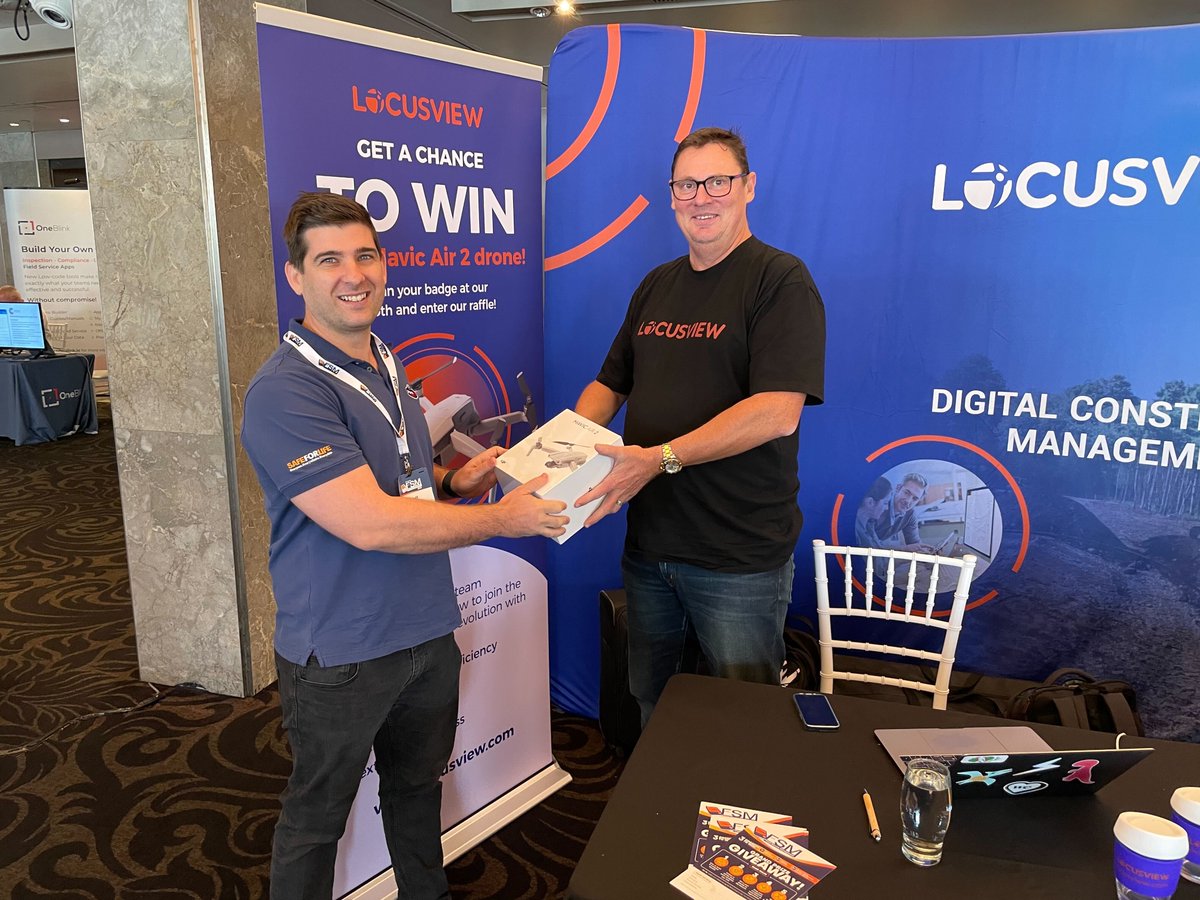 Locusview's tweet photo. Congratulations to Brett Ferguson of @powerlinkqld, the lucky winner of a brand new DJI Mavic Air 2 drone! Thanks to all who came out to #FSMAU &amp; entered our raffle. We’ll see you next year. https://t.co/SYlF4YXzx6