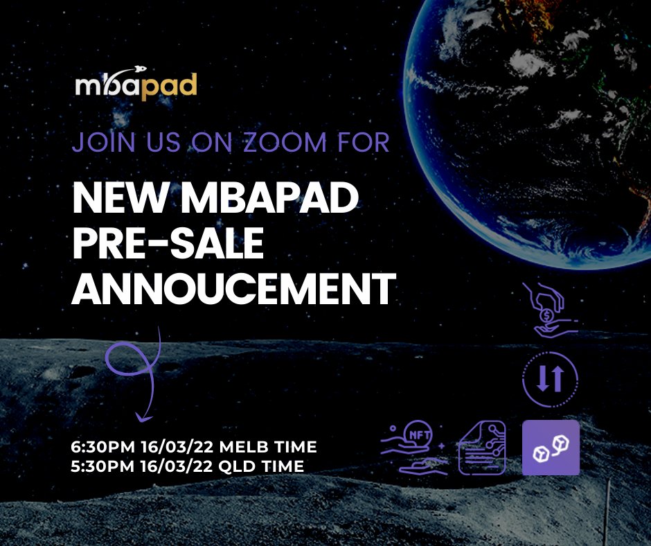mbapad's tweet photo. We have just secured an allocation to yet another amazing project pre-sale! 

Be sure to be on this zoom call on 16/03/22 to make sure you can take advantage of this opportunity before it sells out !

Comment "IM IN &amp; Retweet" to get an invite! https://t.co/bvV0qPRxDW