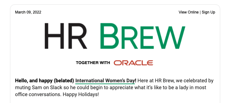 MollyAviva's tweet photo. @MorningBrew being savage in their opening. I'm here for it. https://t.co/nfxRPFKqa9