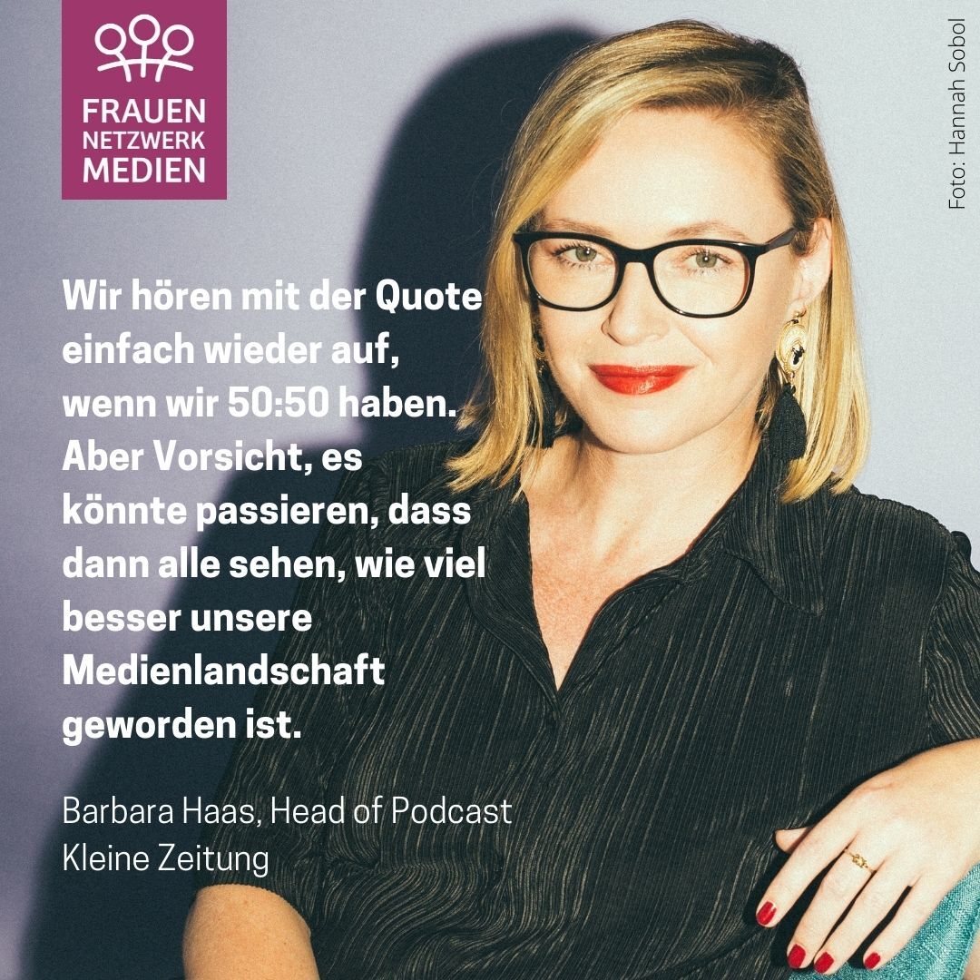 Unsere Vorstandsfrau Barbara Haas, Head of Podcast bei der Kleinen Zeitung, bringt es auf den Punkt! #reframingquotenfrau