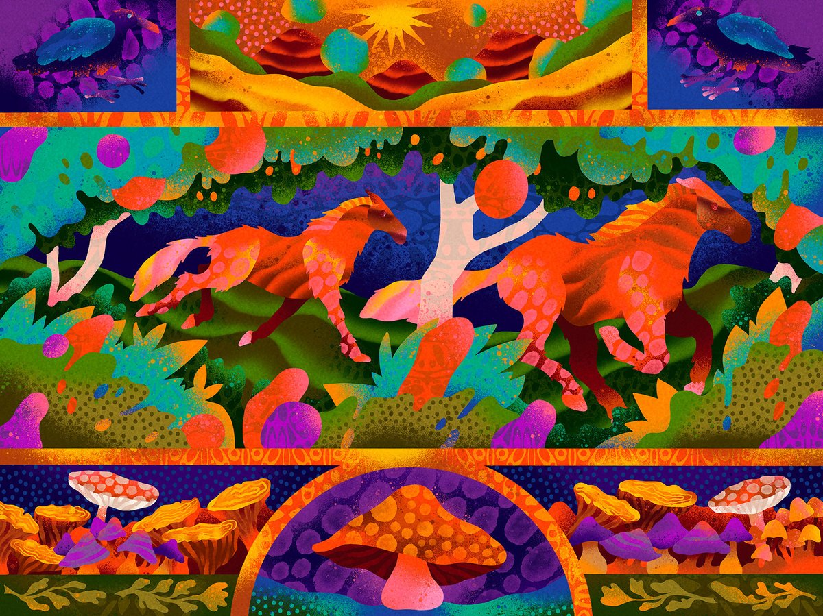 Welkom in de kleurrijke dierenwereld van illustrator <a href="/NickLiefhebber/">Nick Liefhebber</a>. Geinspireerd door patronen en ritmes brengt hij op speelse wijze verschillende vormen en materialen bij elkaar. Bekijk hier meer: bit.ly/34tchs3 #BestofBehance