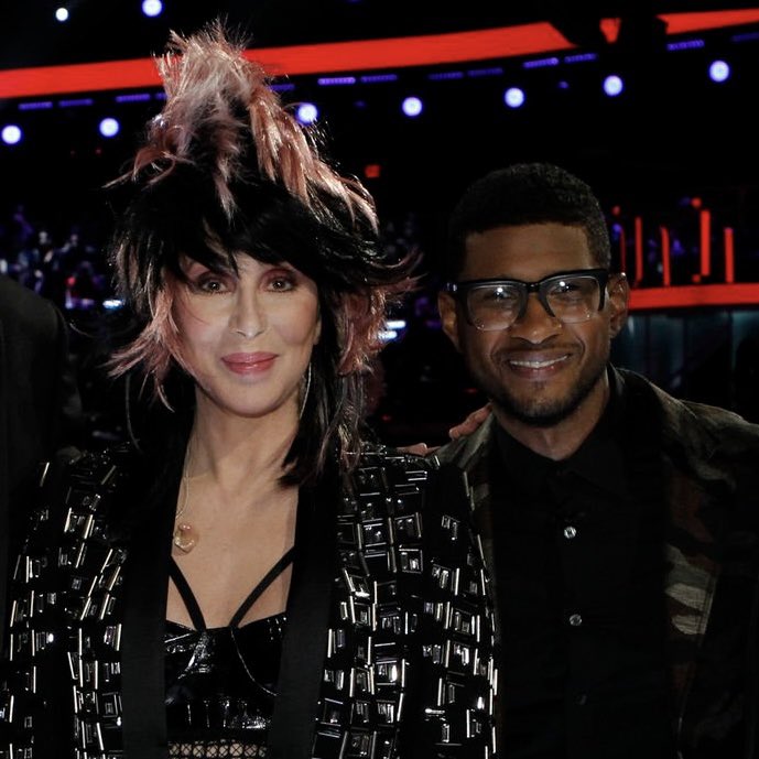 comfortusher's tweet photo. Usher with the one &amp; only GODDESS OF POP Cher. ps these pictures are 13 years apart. https://t.co/m35FFctog6