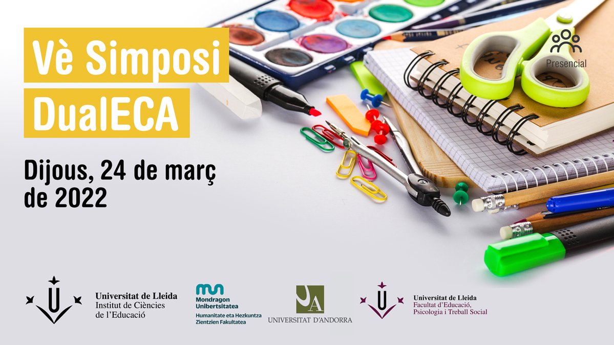 IceUdl's tweet photo. 📣 Vè Simposi DualECA
📅 24 de març de 2022
🔗 Inscripcions: https://t.co/6E1rt8o1ng
ℹ️ Més informació a: https://t.co/jGsCv5h64d
👥 Organitzat conjuntament per: @MUnibertsitatea, @UdAndorra i @UdL_info
🌐 https://t.co/NrudBMZlmx https://t.co/shquPM6qIq