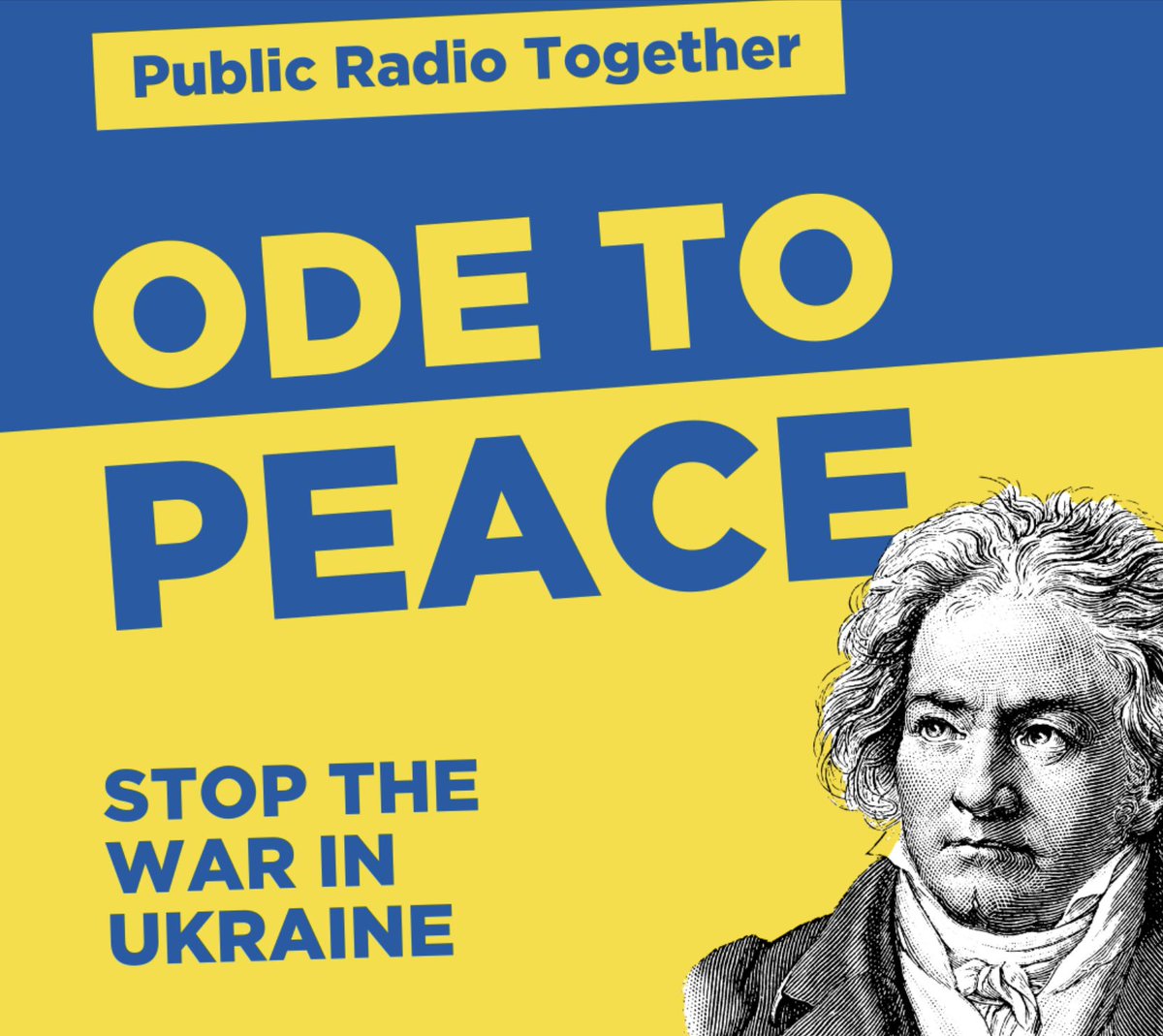 rte's tweet photo. On today's Full Score @RTElyricfm @lizlyricfm we'll be joining 56 @EBU_HQ colleagues, playing Beethoven's 9th Symphony in solidarity with Ukrainian public broadcaster #UAPBC & the Ukrainian people. With @NSOrchestraIRL & Philharmonic Choir, conducted by Nathalie Stutzmann | 1pm https://t.co/prSf28Yl14