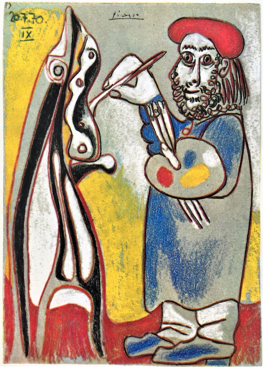 aye_alison's tweet photo. Picasso, number 9, 20th July 1970. Coloured pencil on cardboard #drawworldwarthree #alisonaye60 https://t.co/erbfMYCdz6
