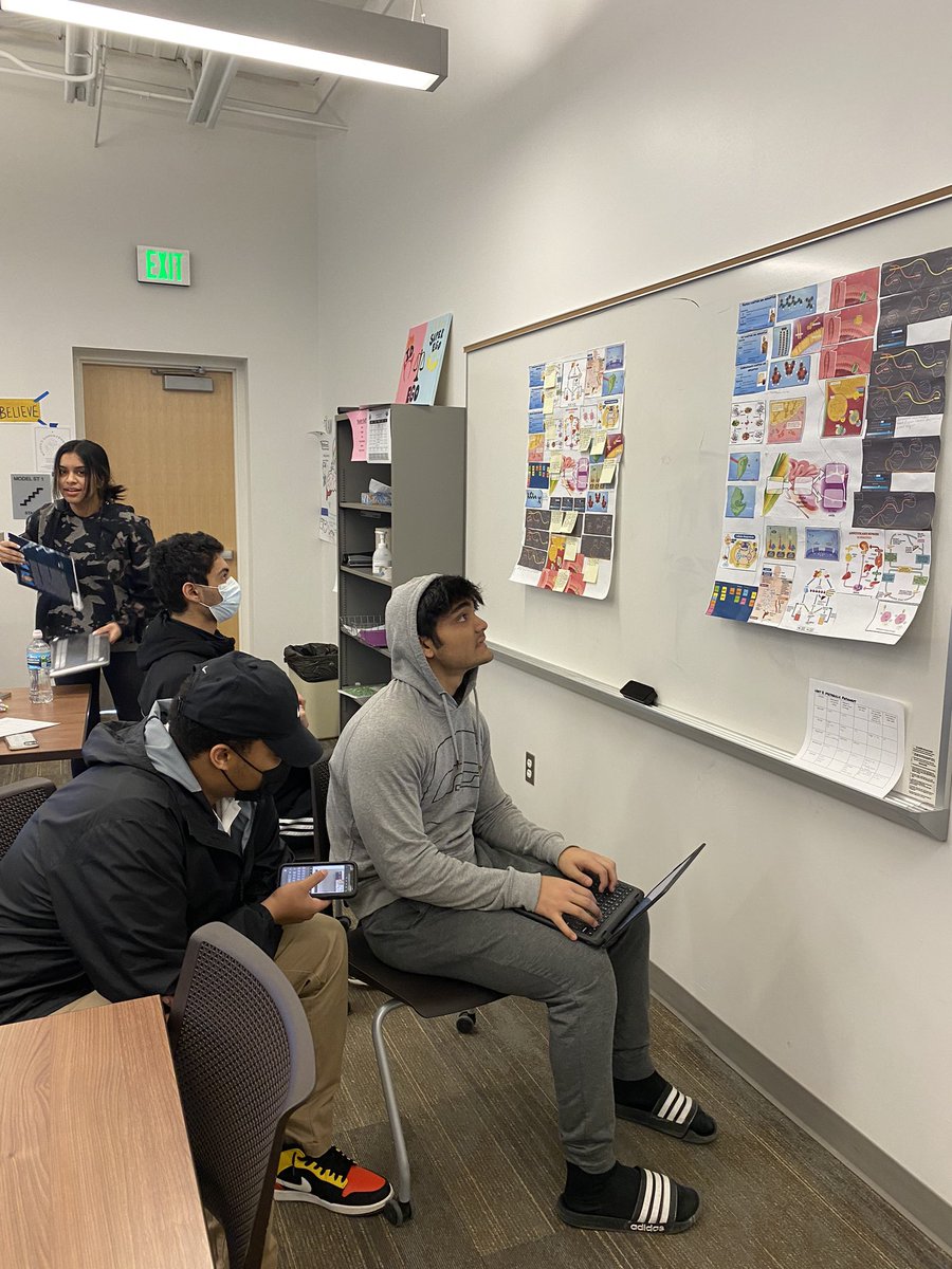 Biomed students engage in a gallery walk where they compare their own explanatory models of metabolic processes with others and analyze the differences <a href="/BHBlackHawks/">BH Black Hawks</a> <a href="/NetworkCAPS/">CAPS Network</a> <a href="/GolabSusan/">Susan Wilson-Golab</a> @bhswatson