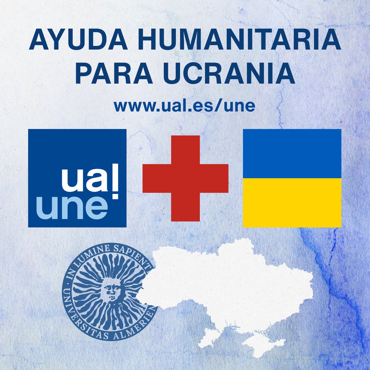 ualmeria's tweet photo. 🗣️ La UAL hace un llamamiento a la comunidad universitaria para recaudar fondos que ayuden a paliar la grave situación de emergencia que vive el estado de Ucrania 🇺🇦

🤝 Los fondos recaudados se destinarán a la estructura que @CruzRojaEsp tiene sobre el terreno. https://t.co/FYMnSCYBi1