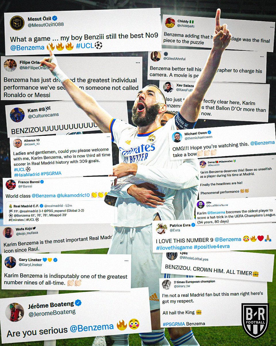 studiosixty2's tweet photo. The football world took notice of Karim Benzema’s rapid-fire display that dumped PSG out in the last 16 Champions League
#ChampionsLeague #Benzema #ColaBet https://t.co/2NLimTHPf4