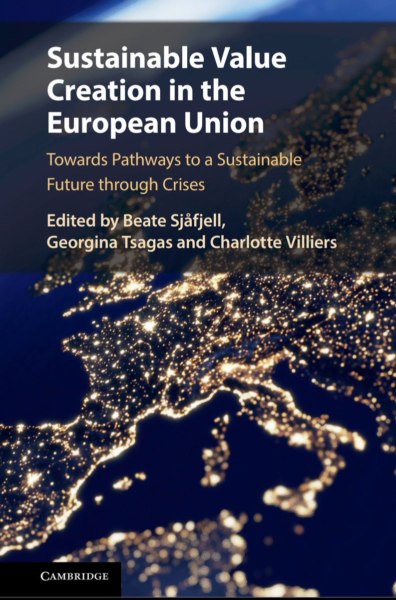 You could judge a book by its cover! Delighted with the cover for our volume #Sustainable #ValueCreation in the #EuropeanUnion
<a href="/BeateSjafjell/">Beate Sjåfjell - no longer active here</a> <a href="/CharlotteV64/">Charlotte Villiers</a> <a href="/CUP_Law/">Cambridge University Press - Law</a> <a href="/brunellaw/">Brunel Law School</a> #Sustainability #SMARTlegacy #EUlaw