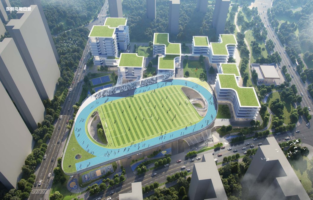 OpticsValleyCN's tweet photo. #OVC Fourth High School just unveiled its eco-friendly campus design.🏫🍃 

With an area of 80,000 sqm and 48 classes, the school will integrate park, sports field, and green spaces to create a vertical, energetic, and ecological campus space for students.🏞️ #BeautifulOVC https://t.co/xV6Xh4YvNN