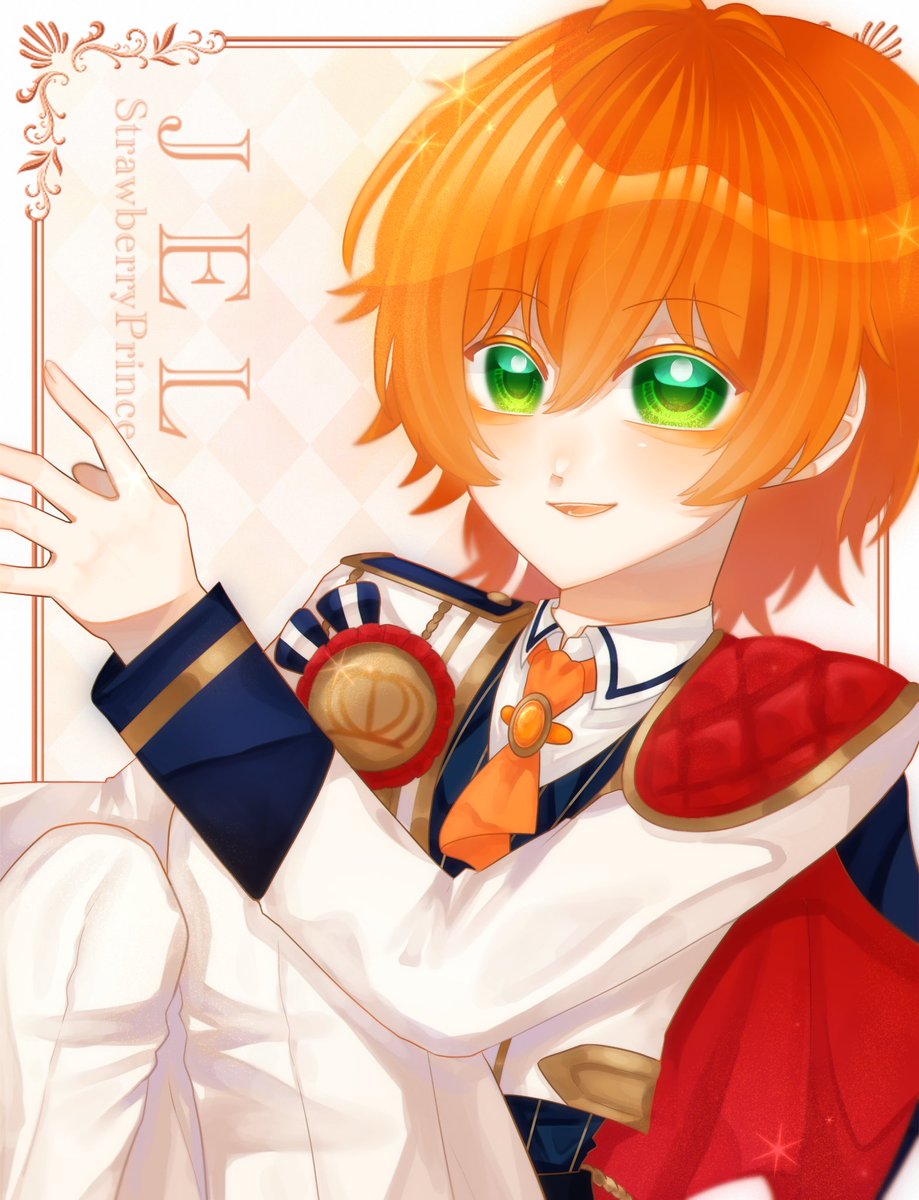 green eyes orange hair solo male focus 1boy smile looking at viewer  illustration images