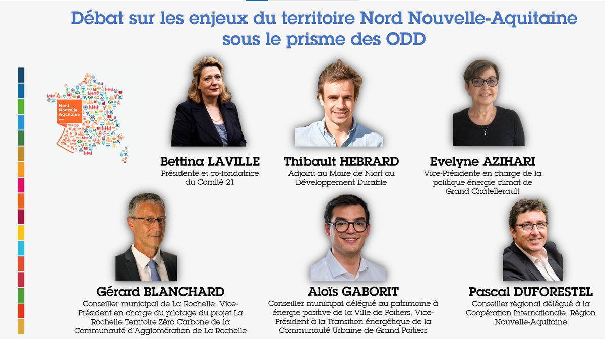 [#TDFODD] 
🌍L’étape Nord Nouvelle-Aquitaine du TDF des ODD débute par un débat sur « les enjeux du territoire Nord Nouvelle-Aquitaine sous le prisme des ODD » en présence des élus du territoire.
💻Un compte-rendu sera disponible sur notre site web : comite21.org