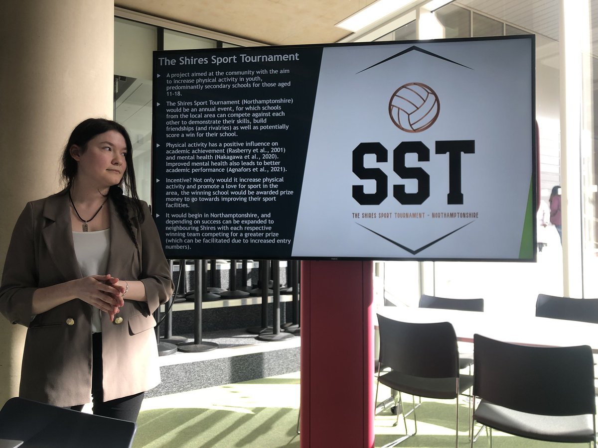 SaulCuttell's tweet image. Some fantastic displays of sporting business ideas yesterday from our Sport &amp;amp; Exercise Sci BSc @UniNorthants students. Well done all, especially those that dealt with my grilling @HEAY7S @KatherineGrims2 (sorry 😬)! Big thanks to @Psychops @Brett_A_Baxter @BHWright_ @TonyBaross