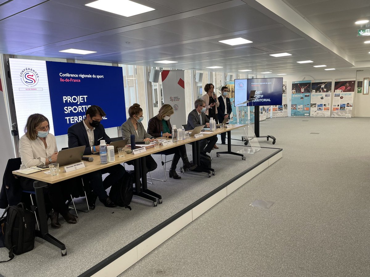 Présentation, à Pulse, siège de <a href="/Paris2024/">Paris 2024</a>, du projet sportif territorial de la conférence régionale du sport d’Ile de France <a href="/CRdSIdF/">Conférence Régionale du Sport d'Ile-de-France</a> par <a href="/HENAFF5/">HENAFF Nathalie</a> et <a href="/VeyreSimon/">Veyre Simon</a>, consultants d’Olbia Conseil.