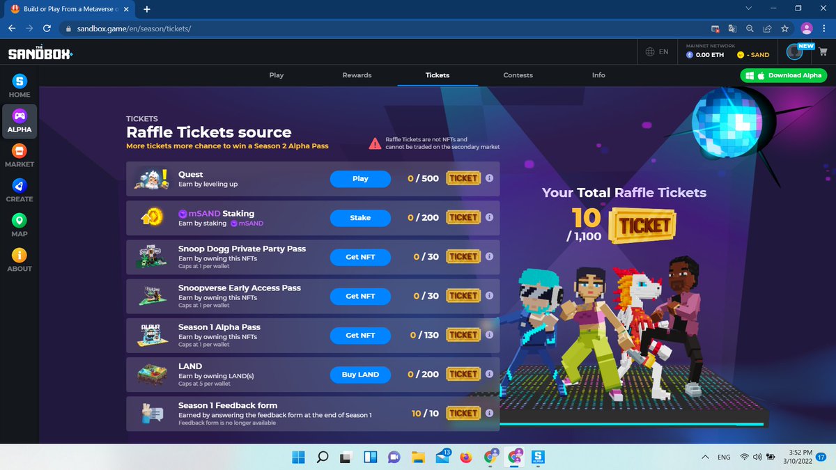 morpheus123q's tweet photo. @TheSandboxGame I just participated in the daily #SandboxAlphaS2Contest for a chance to earn up to 1,000 $SAND! Starting March 9 -  Show your Raffle Tickets. Check out my screenshot below! 👇 #SandboxAlphaS2 https://t.co/V4YZBeZQOb