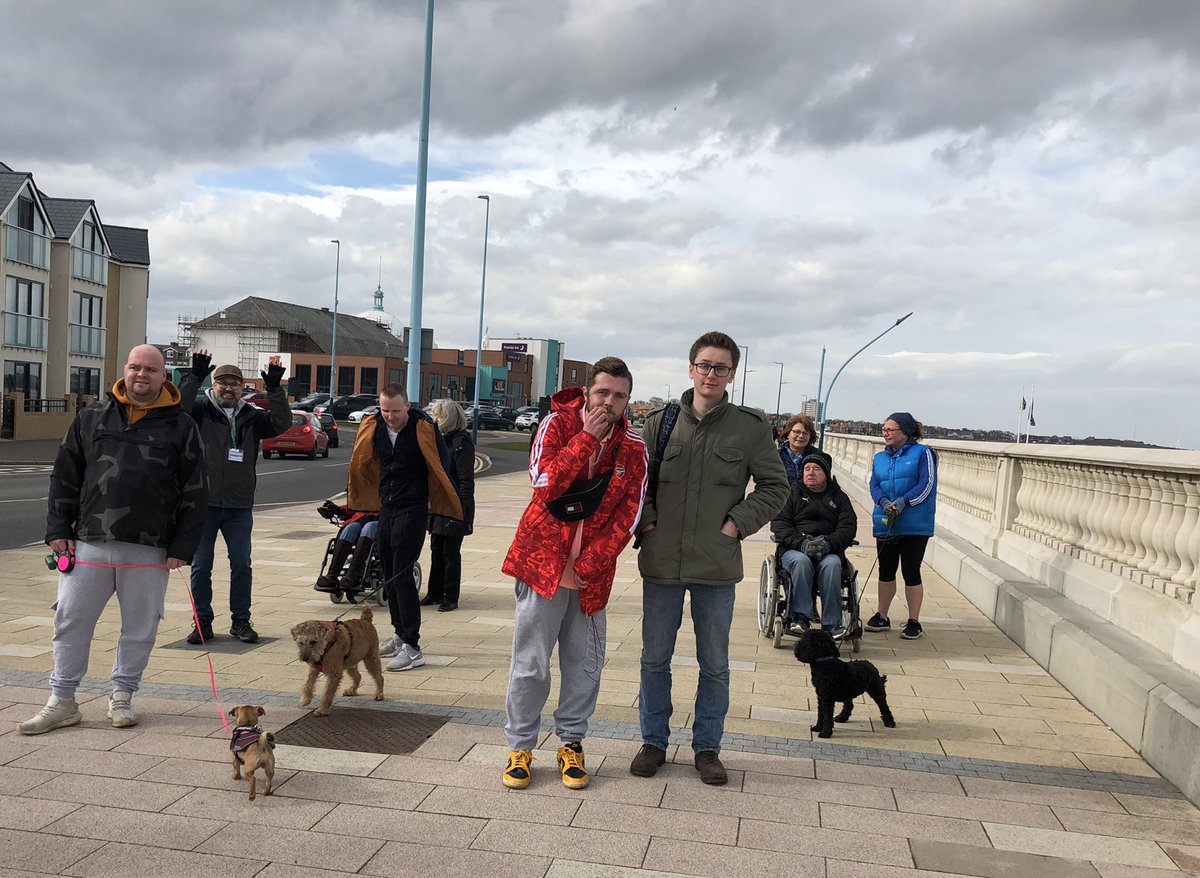 HeadwayTyneside's tweet photo. #MoveMoreMarch saw us take a stroll on the sea front at Whitley Bay π€πChester, Xena and Libby enjoyed the walkies too πΆπ©π. We are visiting #NUCASTLE the newly opened #NewcastleUnitedFoundation sports centre, NE4 6BT at 12pm Tuesday 15th March - come join us? β½οΈπΆ@AlMcD1978 https://t.co/QpA9VXD0rN