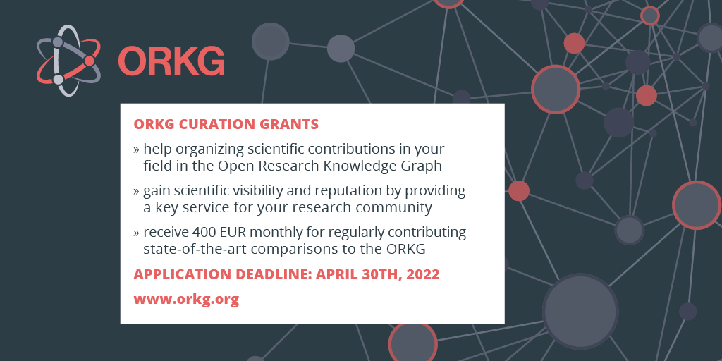 Our curation grants are back! Help us organize scientific contributions in your field of research and get paid for it: orkg.org/orkg/page/call…
#ORKG #CurationGrants