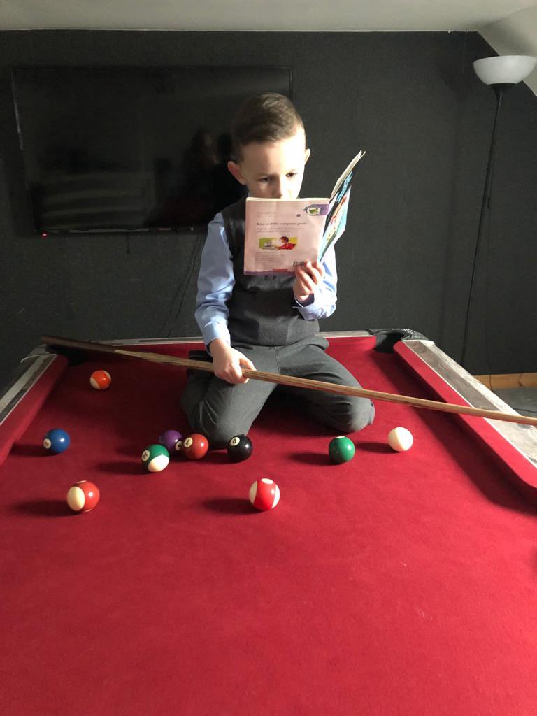 carlychambersx's tweet photo. @StBrigidsPS  Leo reading his reading book in his unusual place ☺️ https://t.co/GkgdmJG8pf