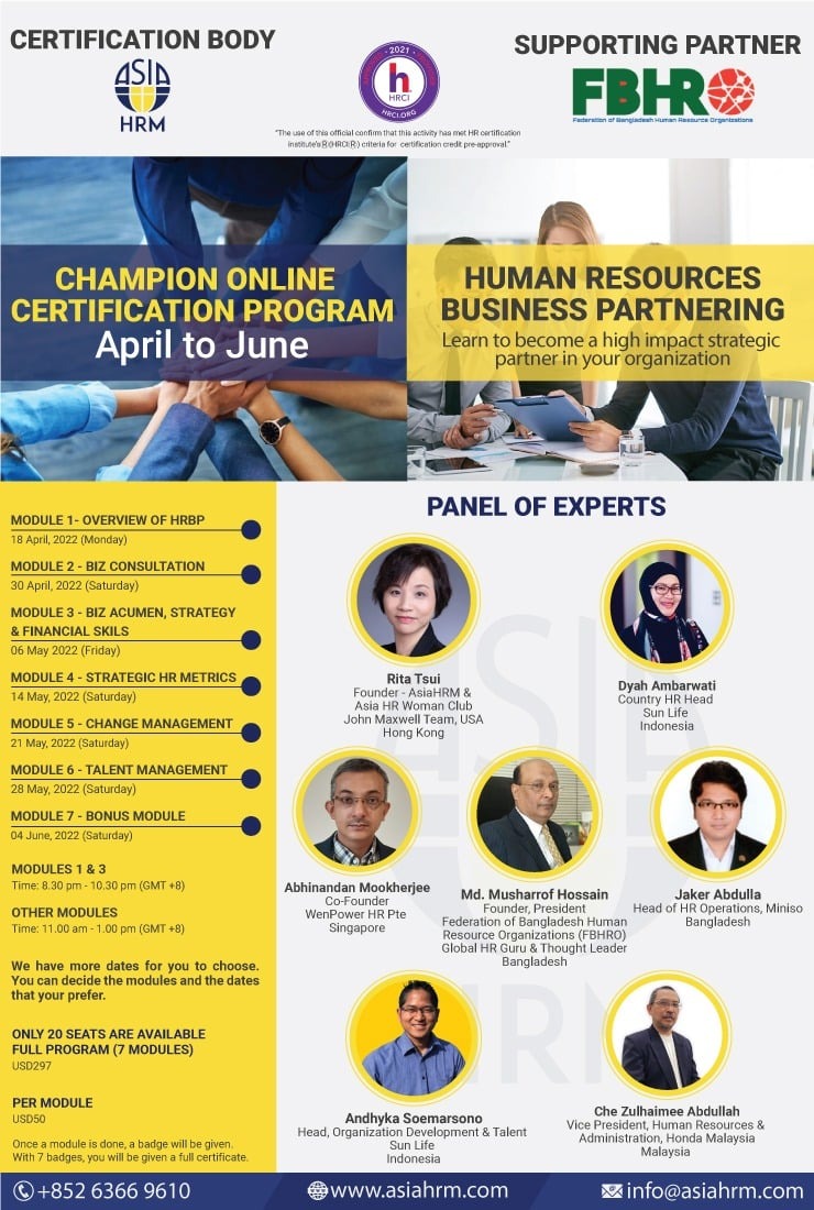 asiahrmhk's tweet photo. AsiaHRM PROMO for the HRBP Online Certification this 2022!

PROMO VALID UNTIL March 10, 2022!
promo code: AHWC50 to get a $50 discount.

For registration, please click the following link.
https://t.co/4I7wAvARW3 https://t.co/0VbSseXQpY