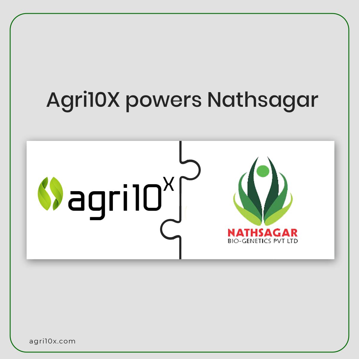 Agri10x is proud to announce our strategic partnership with Nathsagar, Bio-Genetics Pvt Ltd. We believe this association will help us serve the farmers community better! #Agri10xCollaboration #Partnership #Agritech #Announcement