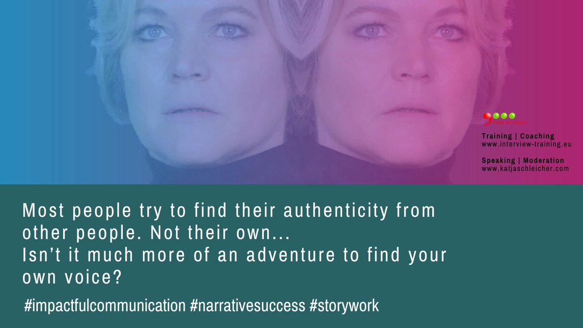 MediaCoaching's tweet photo. Most people try to find their authenticity from other people. Not their own.... Isn't it much more of an adventure to find your own voice?
#impactfulcommunication #narrativesuccess #storywork https://t.co/ZXzeYmByLo