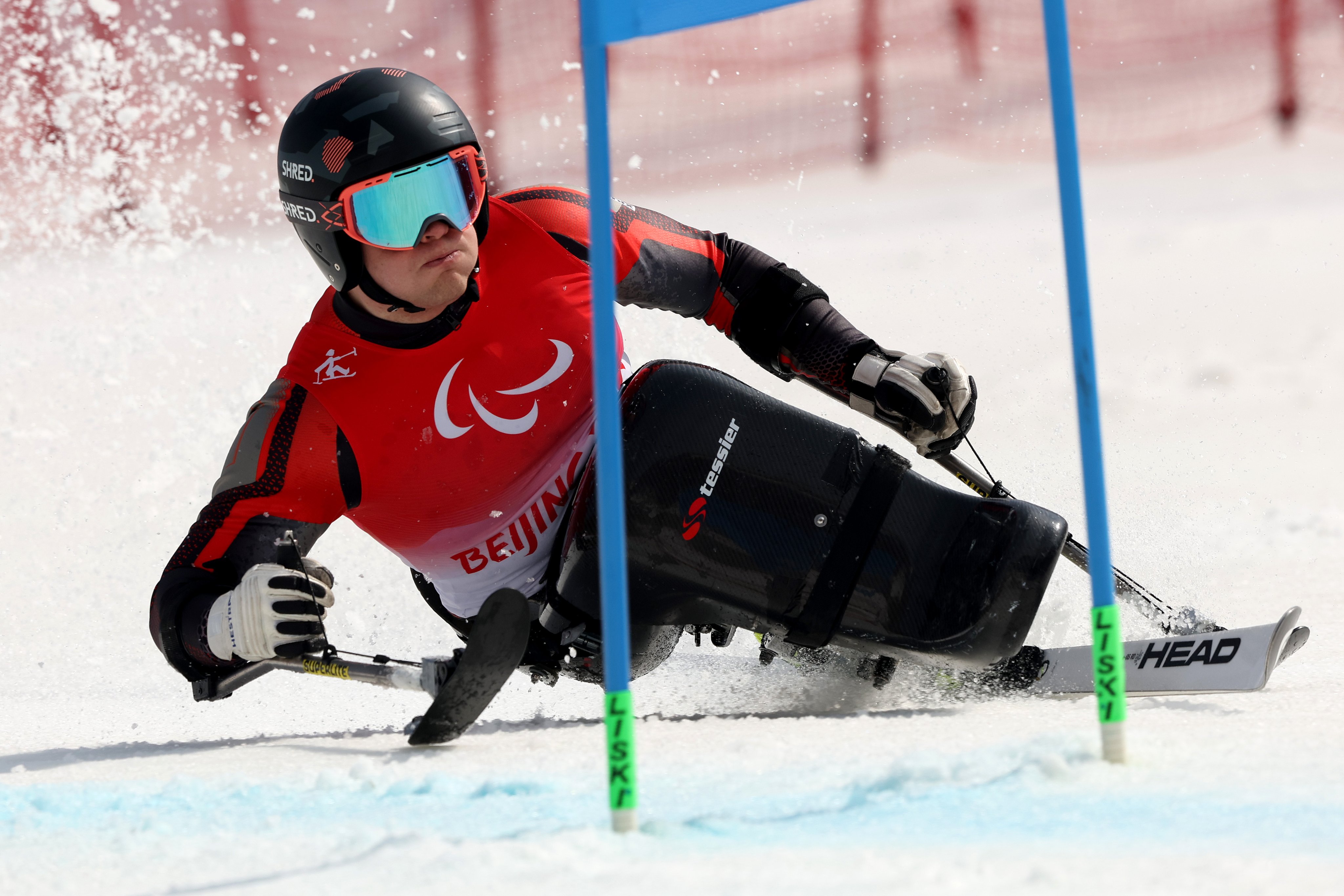 Jesper Pedersen of Team Norway competes during the Men's Giant Slalom Sitting Run 2 on day six of the Beijing 2022 Winter Paralympics.