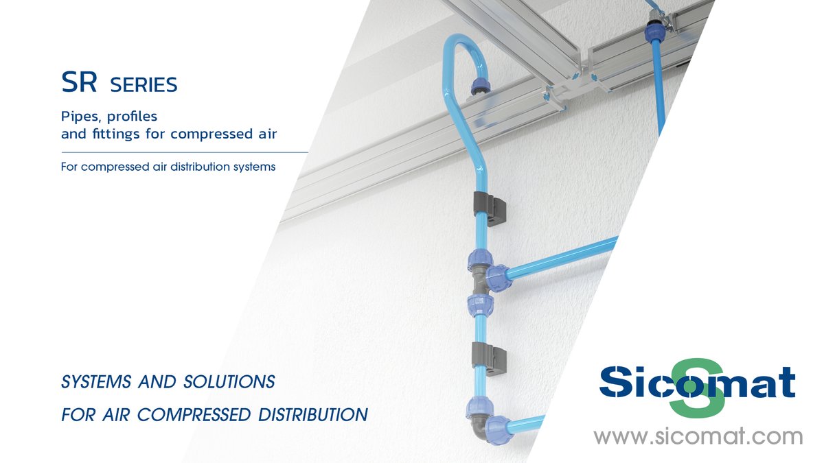 SicomatSrl's tweet photo. 𝗦𝗶𝗰𝗼𝗔𝗶𝗿 𝗟𝗶𝗻𝗲 - 𝗦𝗥 𝗦𝗲𝗿𝗶𝗲𝘀
Pipes, profiles and fittings for compressed air

From small distribution systems to large industrial plants Sicomat SR Series is the practical and useful solution for compressed air distribution.
Visit https://t.co/XuQmDaFmqC
#sicomat https://t.co/mlLZwWKTiL
