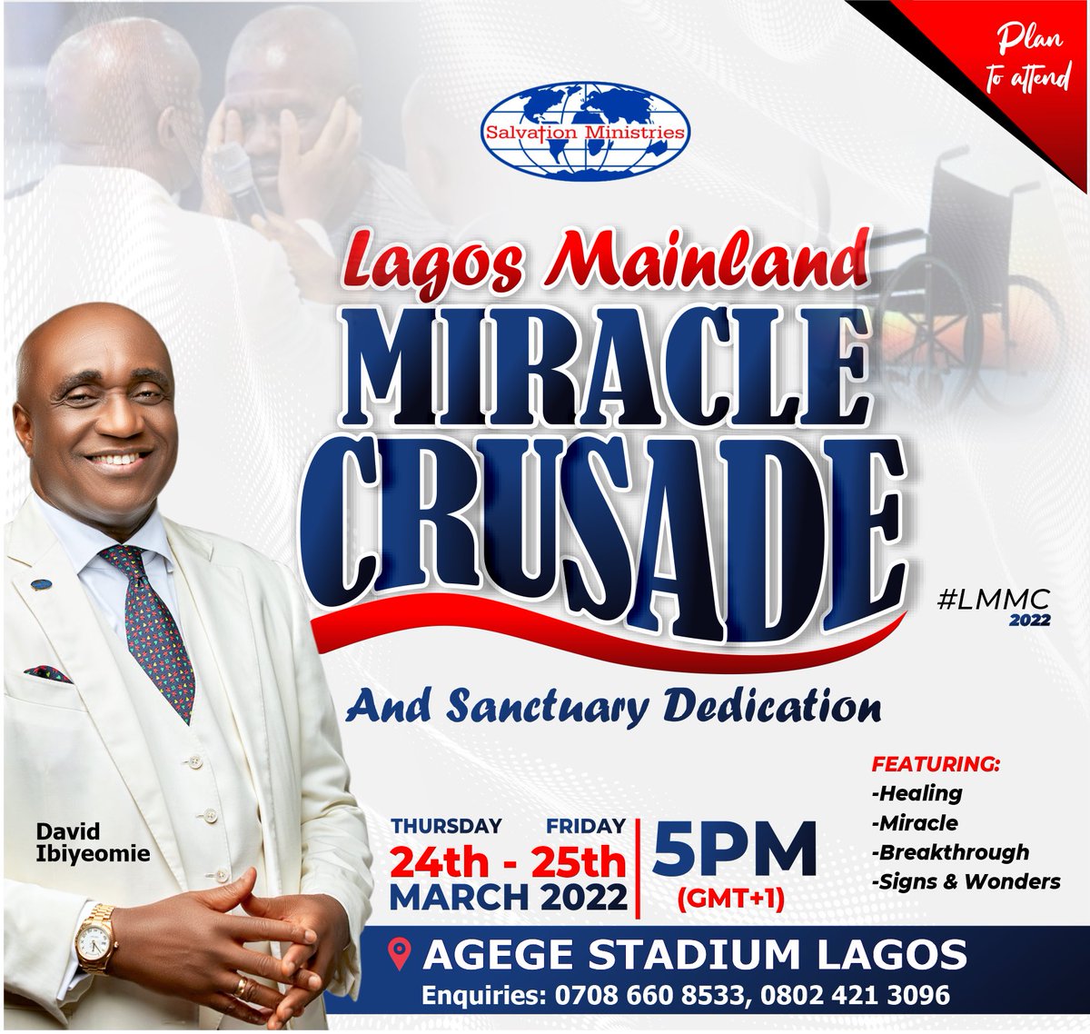SmhosOkaka's tweet photo. Eyes have not seen, ears have not heard, nor has it entered into the hearts of men what God has prepared for those who will come expectantly to the Lagos Mainland Miracle Crusade. Come and take possession of your blessings with your name on it. 

#DavidI… https://t.co/ALBmEyVFsd