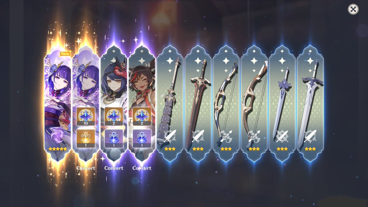 So I did a quick login into Genshin yesterday because I remembered that I had enough primo gems to do a ten pull and I get this, my first pull on the banner. I am not complaining, but: WHADDAACTUALFUCK