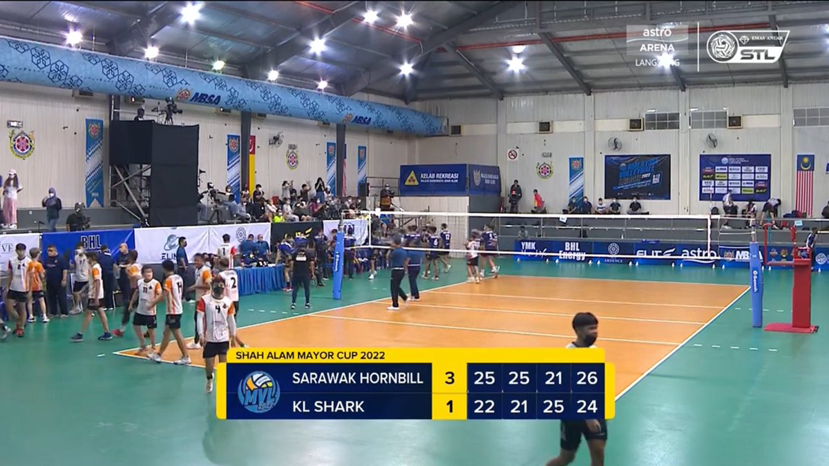 volleytrails's tweet photo. Sarawak Hornbill beat Kuala Lumpur Shark in 4 sets! 🇲🇾🏐 #MVL2022 #volleyball https://t.co/9GEcaEz4ly