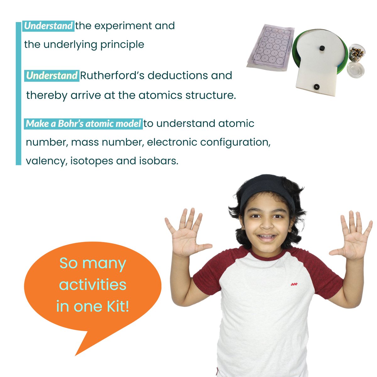 bflyfields's tweet photo. Explore the #Atom hands on! What type of components &amp; arrangements an #atom can make. Help your child to build #Rutherford’s gold foil experiment &amp; make #Bohr atomic model to understand #atomicnumber, #massnumber, #isobars #electronicconfiguration, #valency, #isotopes https://t.co/akCHCcFS9B