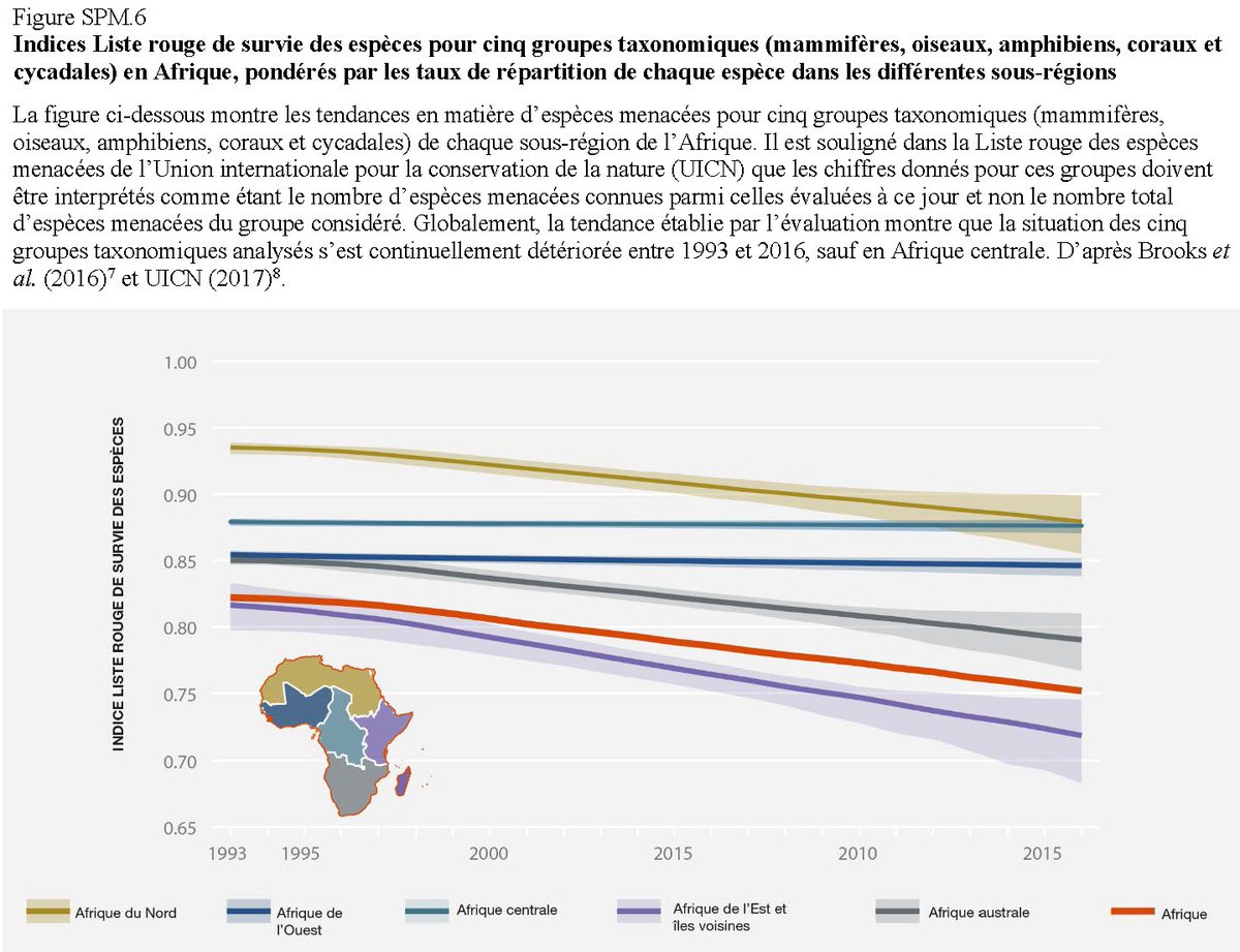 ipbesfr's tweet photo. En #Afrique, le #changementclimatique pourrait entraîner de grandes pertes d'espèces végétales🌿, la disparition de + 50% d'espèces d'oiseaux🐦et mammifères🐘&amp; une diminution de 20 à 30% de la productivité des lacs d'ici 2100

🔎@IPBES #RegionalAssessment: https://t.co/Bmm2745JSD https://t.co/lR7jTrPecZ